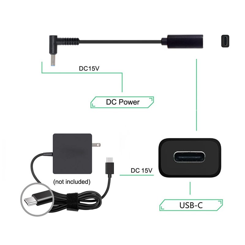 JSER Type C USB-C Female Input to DC 4.5x3.0mm Power PD DC 20V 65W Charge Cable fit Compatible for Laptop 18-20V (4.5x3.0mm) - Image 3